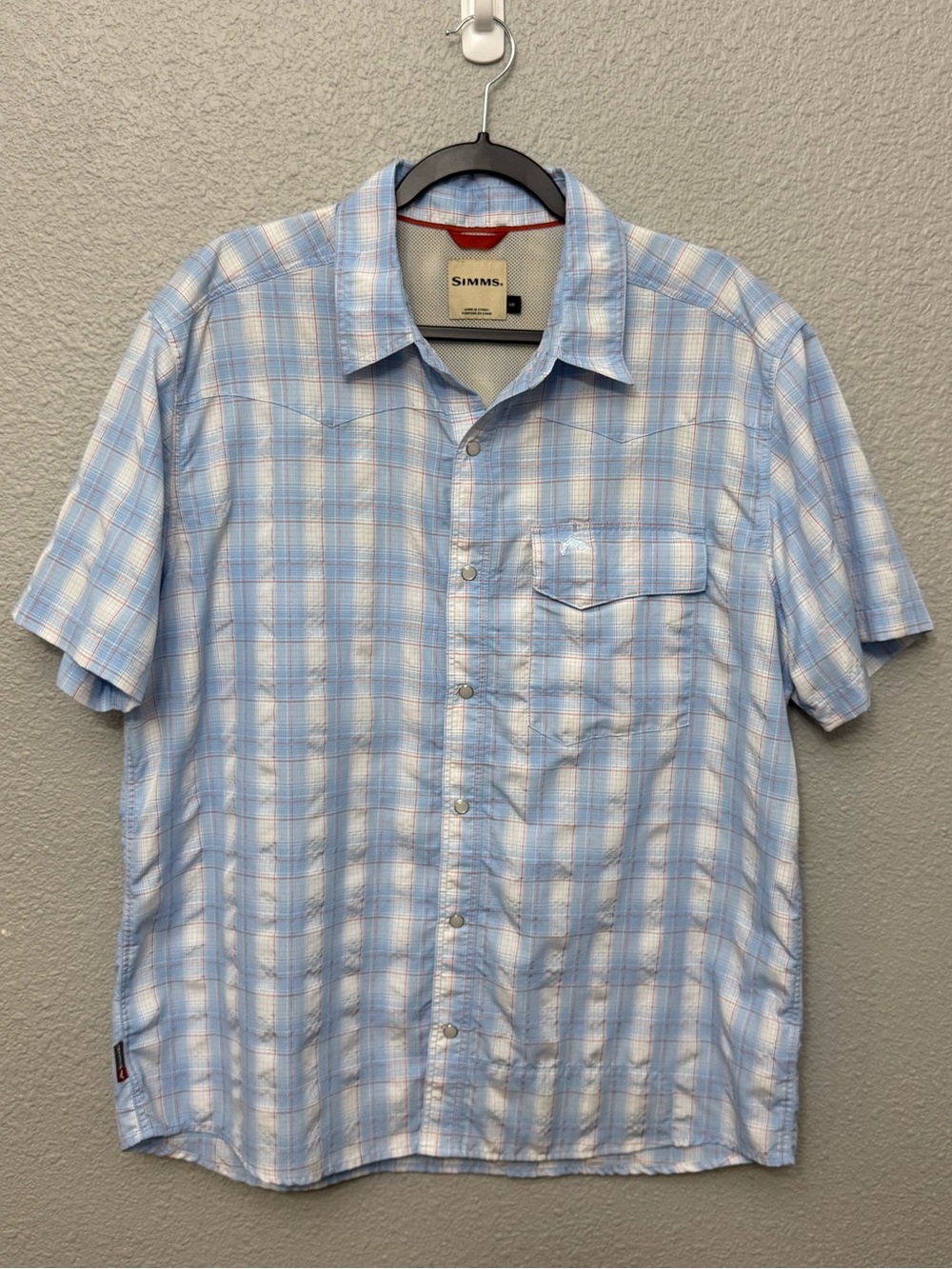 Simms | Big Sky Short Sleeve Shirt with Pearl Snap Buttons | Size Large